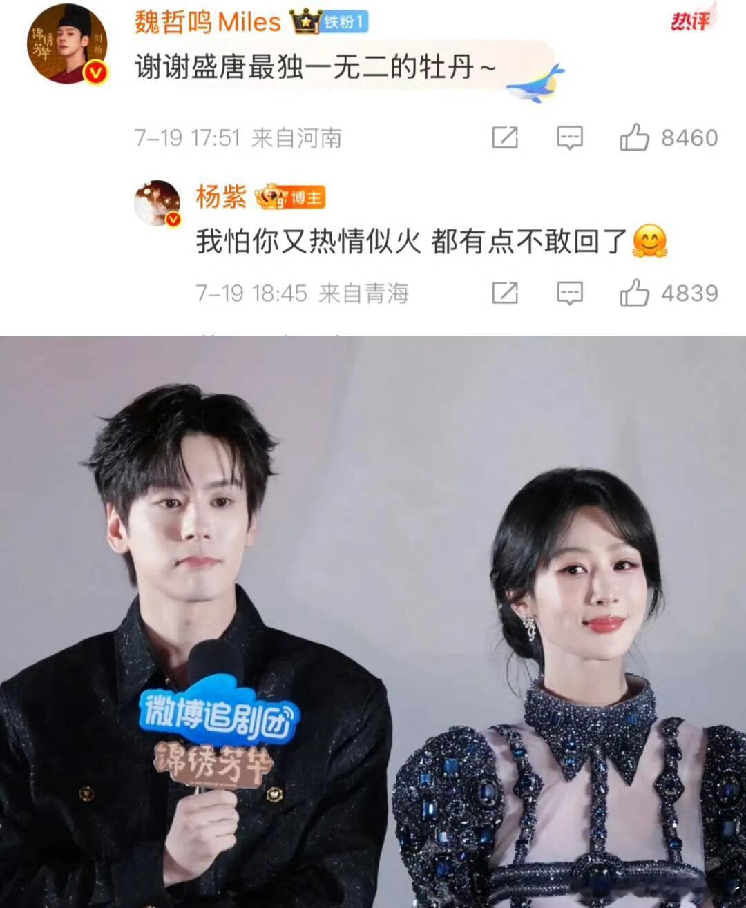 杨紫都有点不敢回魏哲鸣了杨紫魏哲鸣互动太好笑了 紫妹都不敢回复了看到杨紫和魏哲鸣