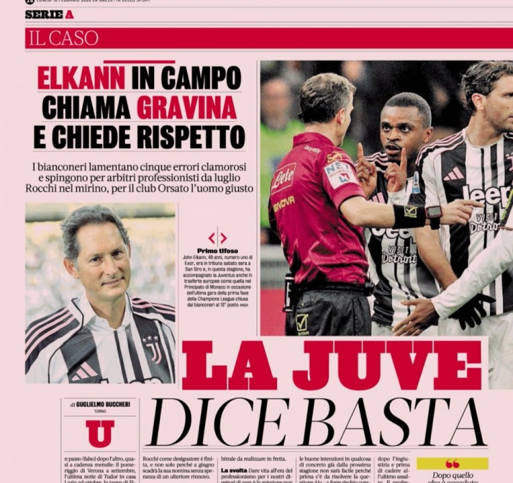 米体：尤文对判罚感到非常愤怒，要求裁判负责人下课