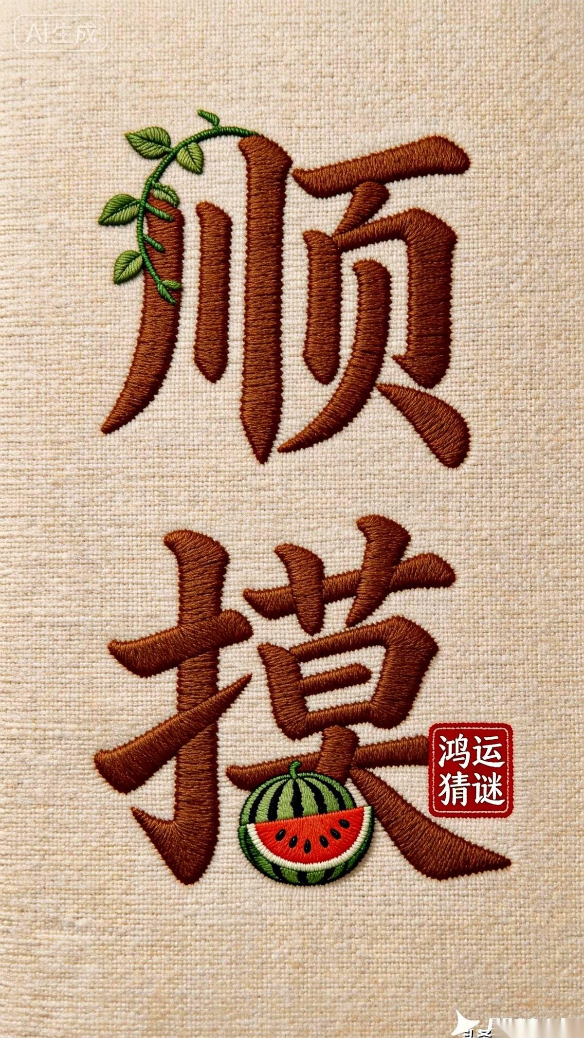 一张猜成语的图，差点让我手机都摔了。
就两个字，左边一个“顺”，字头上垂下来几根