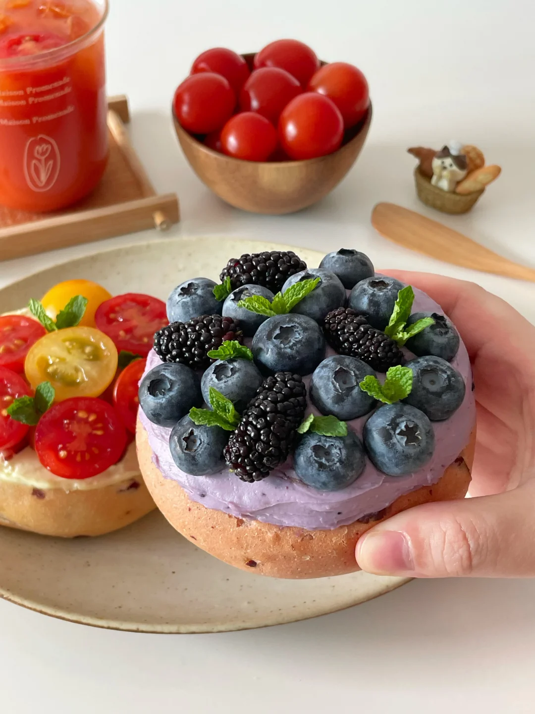 元气早午餐🍅双拼口味开放贝果🥯番茄汁🥫