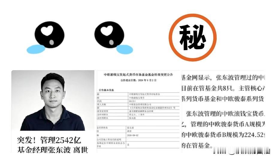 张东波，没了
 唉有一个青年才俊没了。 
 
 
 公告令人唏嘘，离任原因：离世