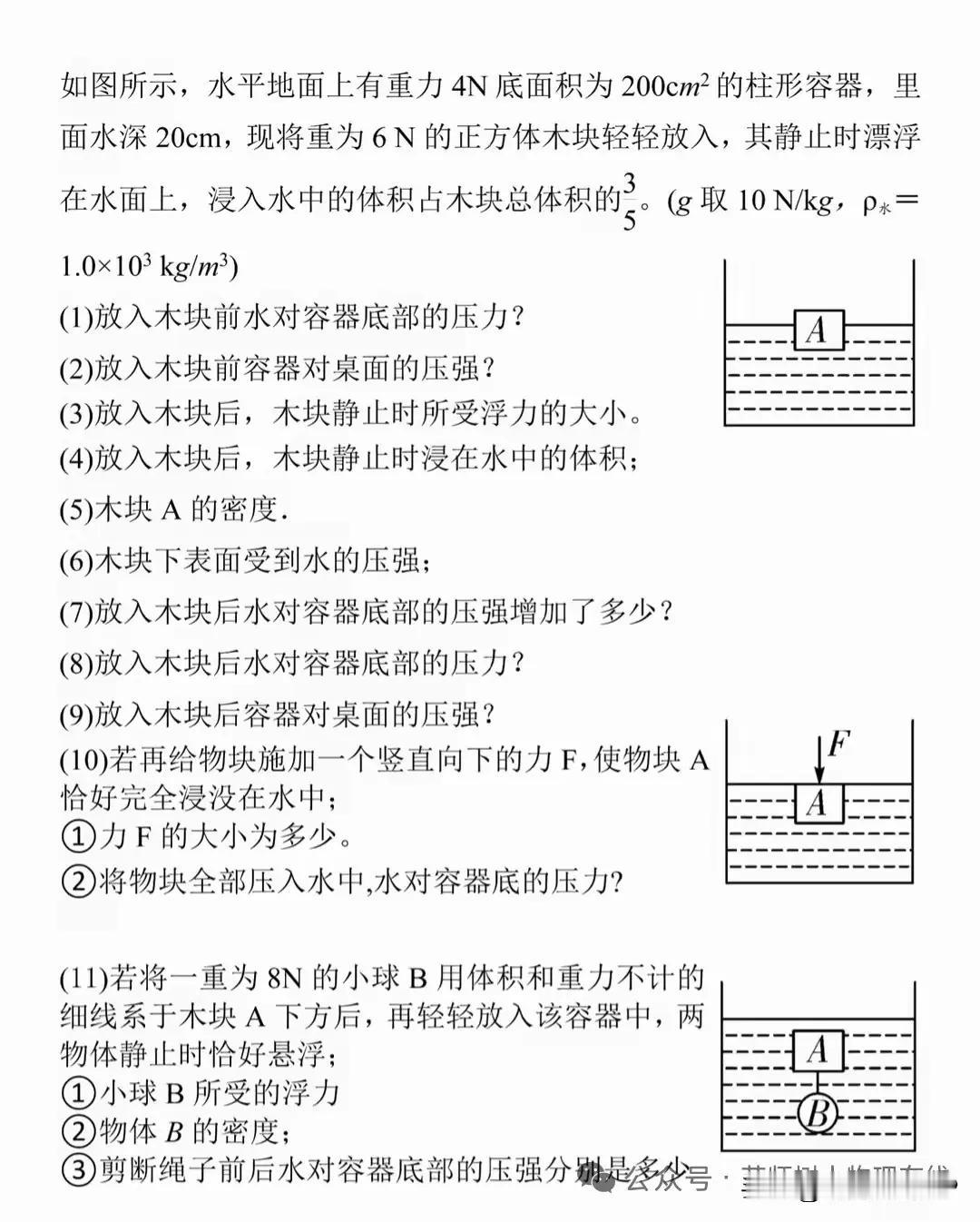 压强浮力连环设问，深挖题型一通百通！