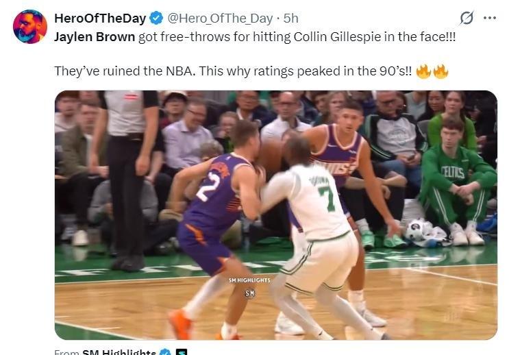 3 月 17 日凯尔特人险胜太阳，杰伦·布朗狂砍 41 分，其中罚球高达 21 