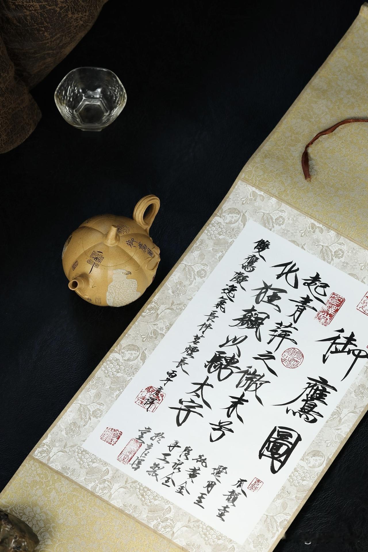 瓜韵｜全手工｜泥绘装饰｜瘦金体陶刻｜彦泽堂作品｜宋式美学典藏
原矿黄金段｜容量2