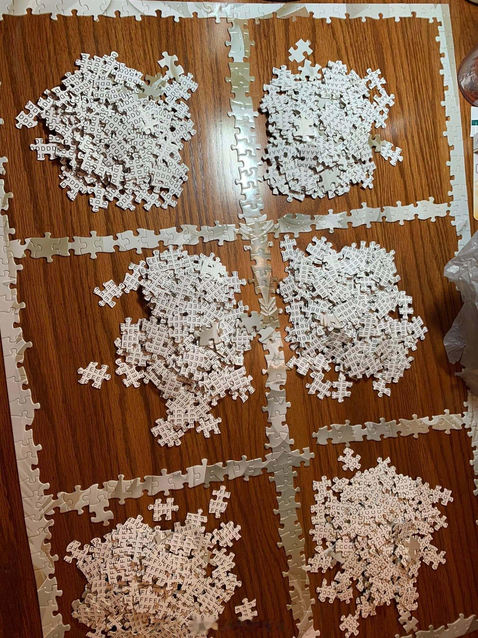 我说怎么有人这么古怪的拼图手法呢，放大了图片一看……这好像少了很多拼图的乐趣啊。