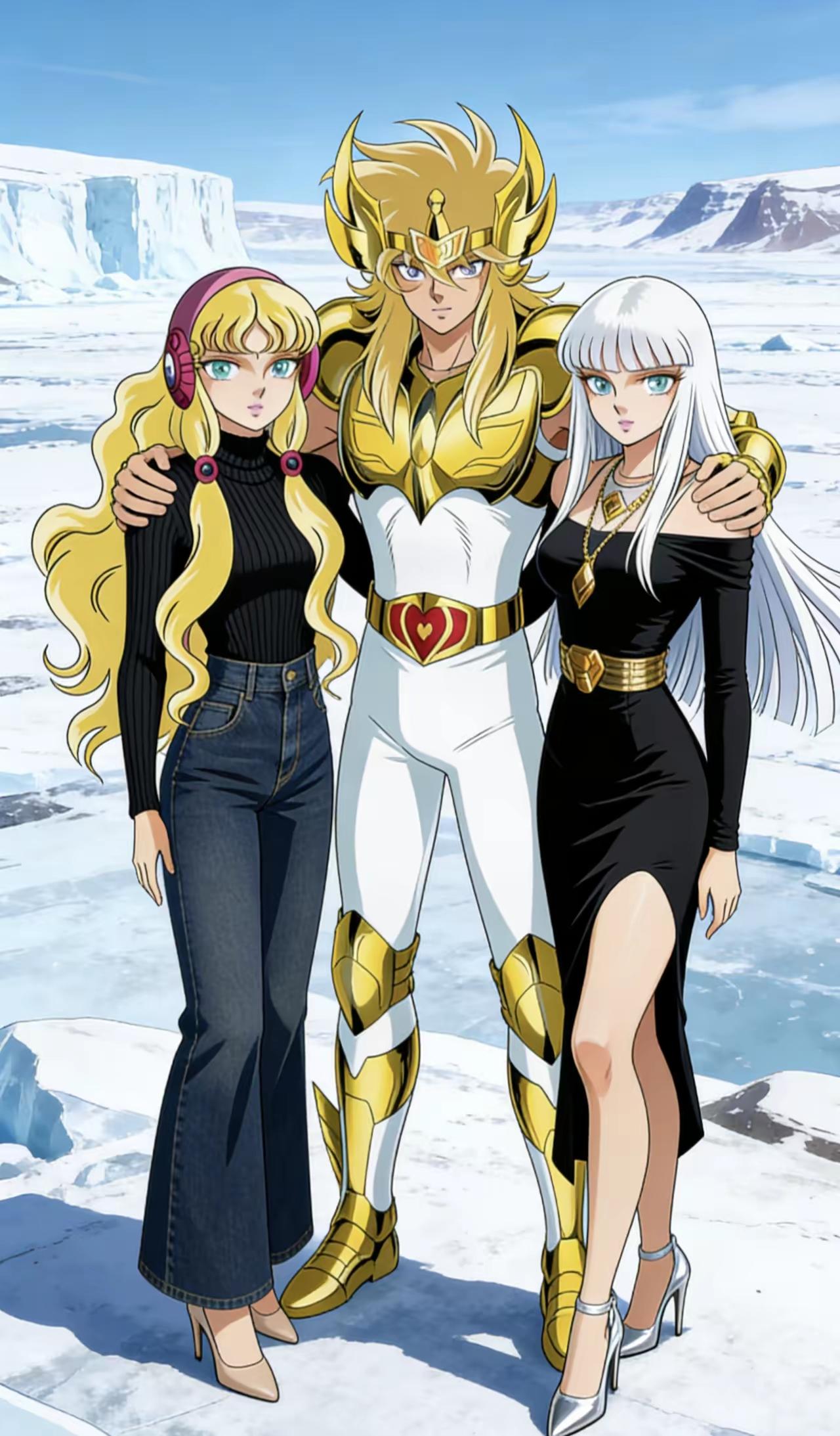 该说不说，冰河的眼光还是不错的！请问冰河左边抱着的这个妞儿是谁啊？好像在圣斗士星