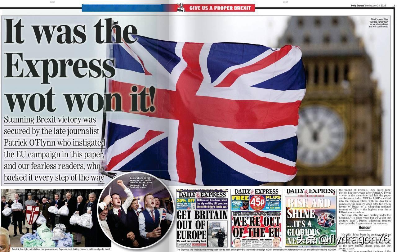 🇬🇧今天是英国脱欧公投十周年纪念日。英国媒体原本计划隆重纪念这一天，但斯塔默