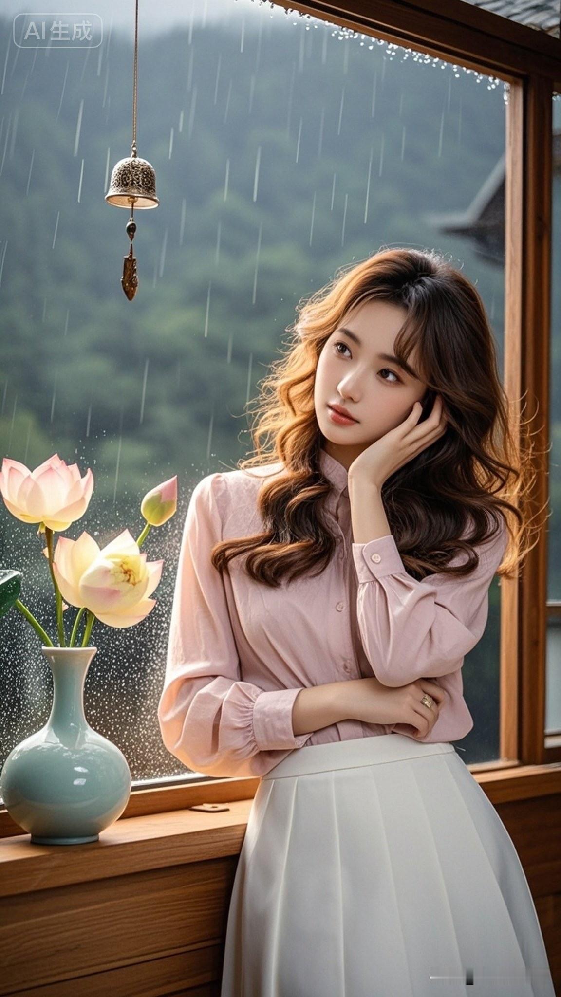 雨中静坐，感受生活的宁静与美好。