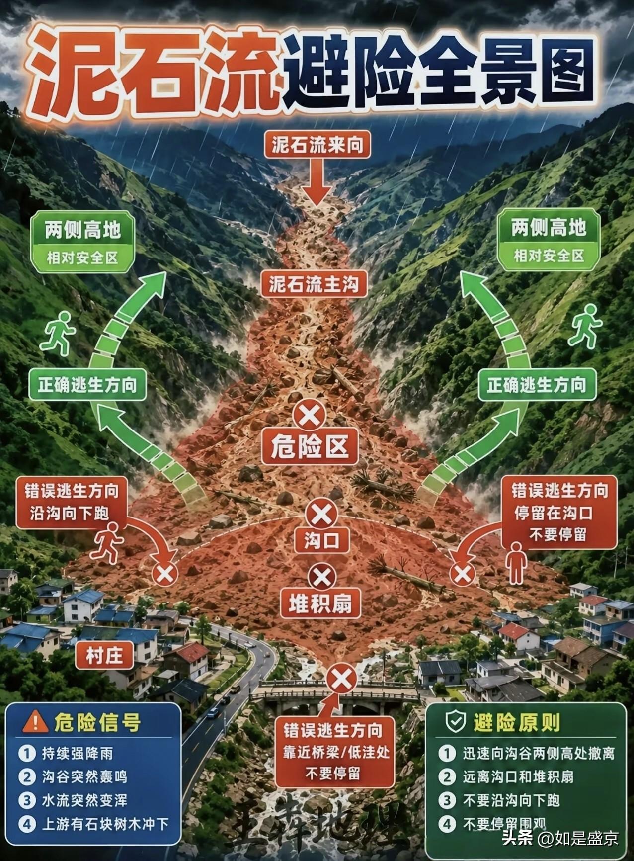 遇到泥石流千万别往山下跑！这份逃生常识一定要记牢！
 
最近多雨，山区很容易爆发