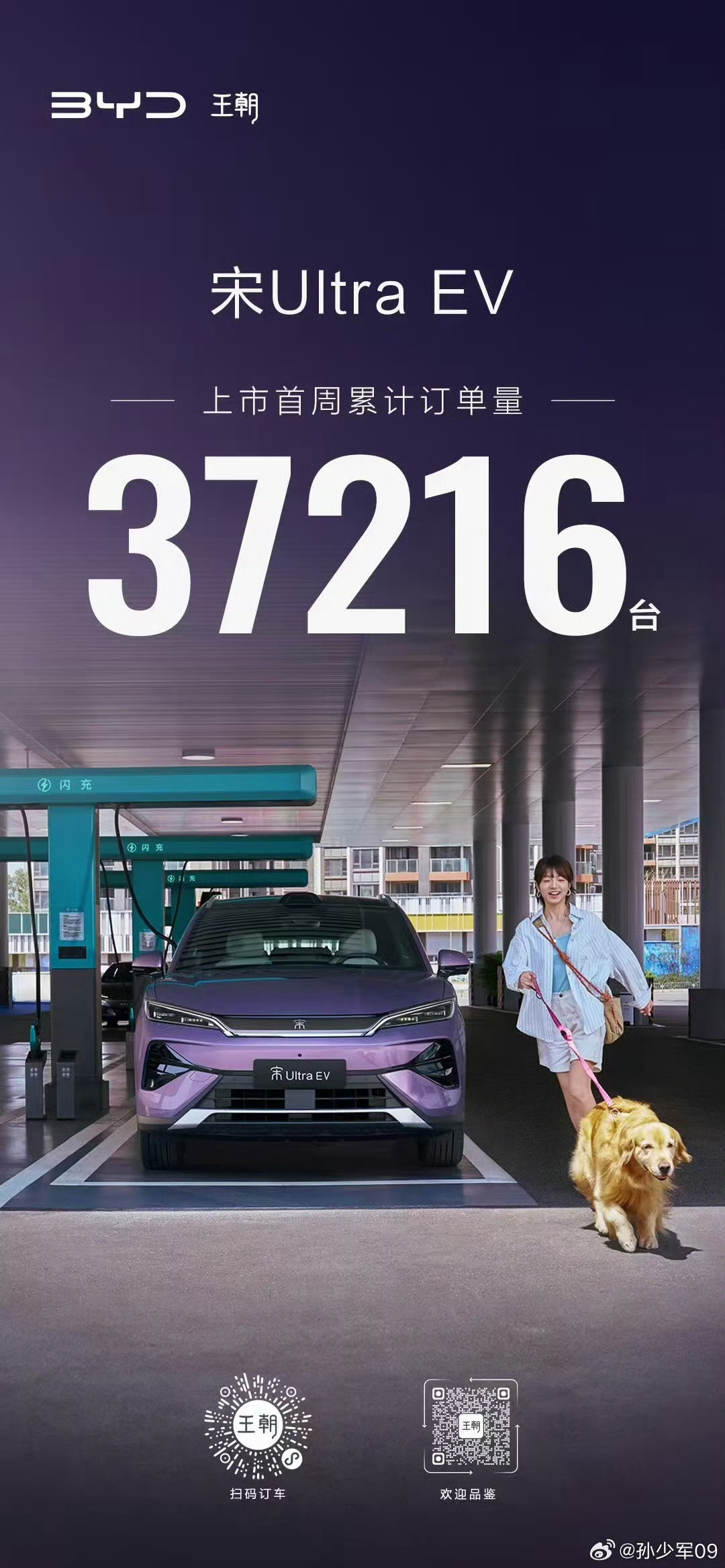 宋 Ultra EV 上市首周累计订单量有37216辆，闪充新车型就开了个好头