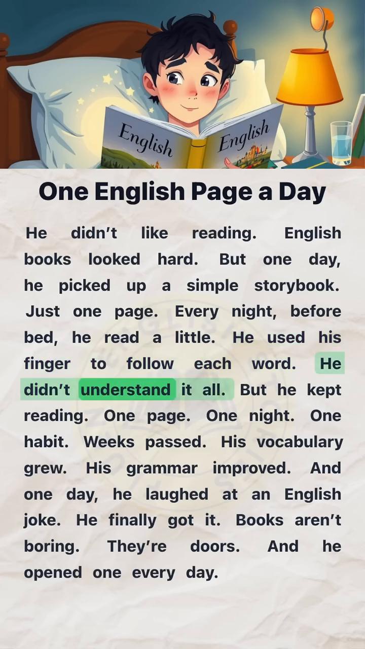 ·He didn't like reading. English books l