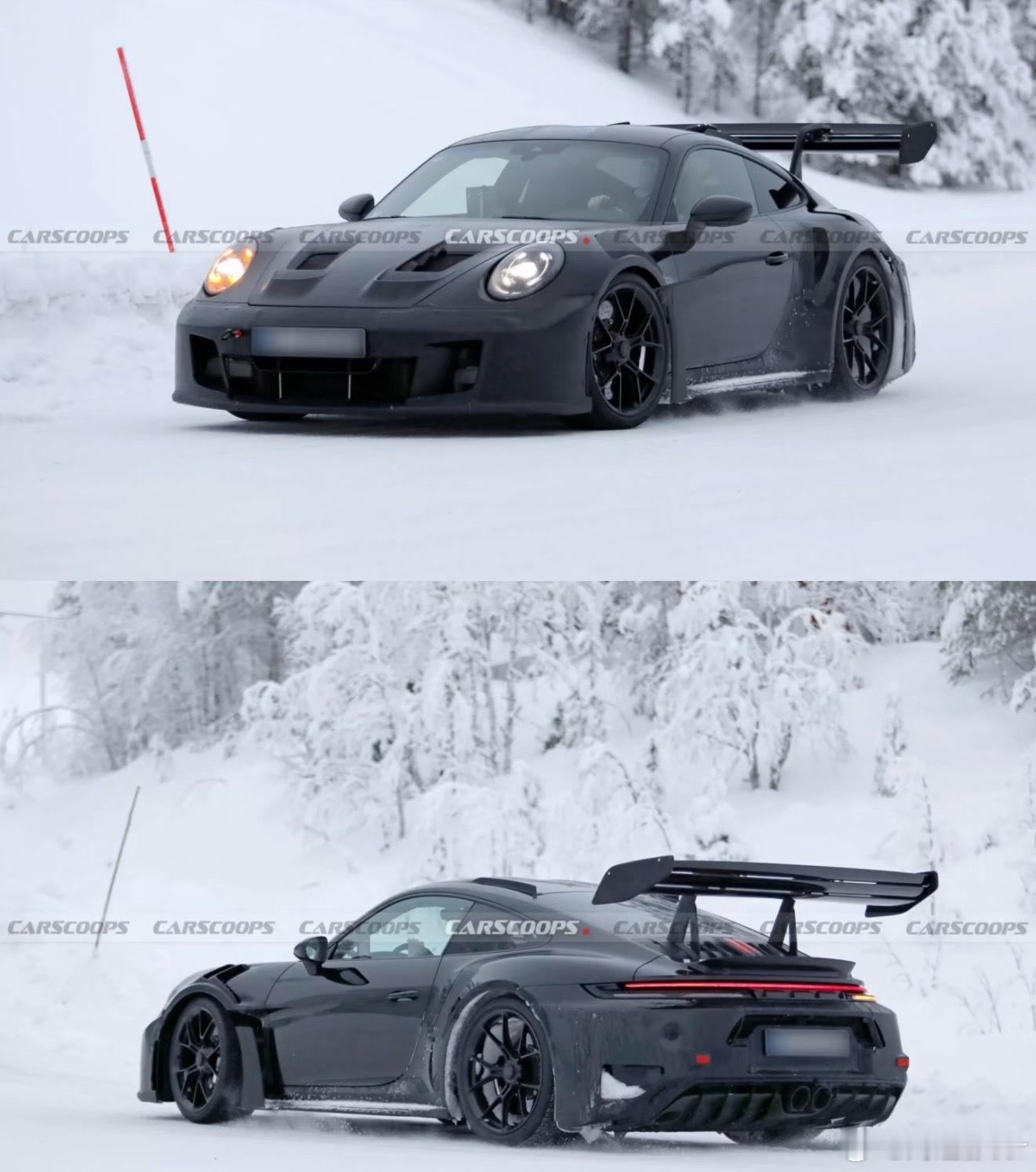 保时捷911 GT3 RS 新款路试了外观有一些小变化，尾翼还是一如既往的大！夸