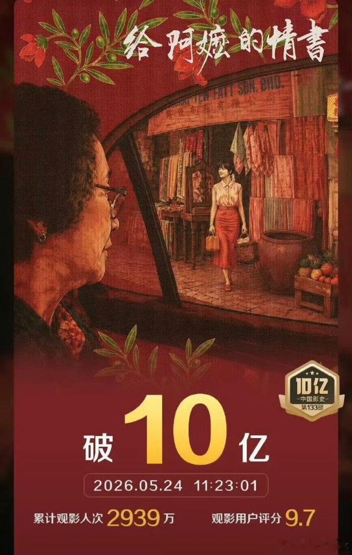 给阿嬷的情书票房破十亿冷门出精品，好的作品从来不用靠流量扶持，观众自会用脚投票