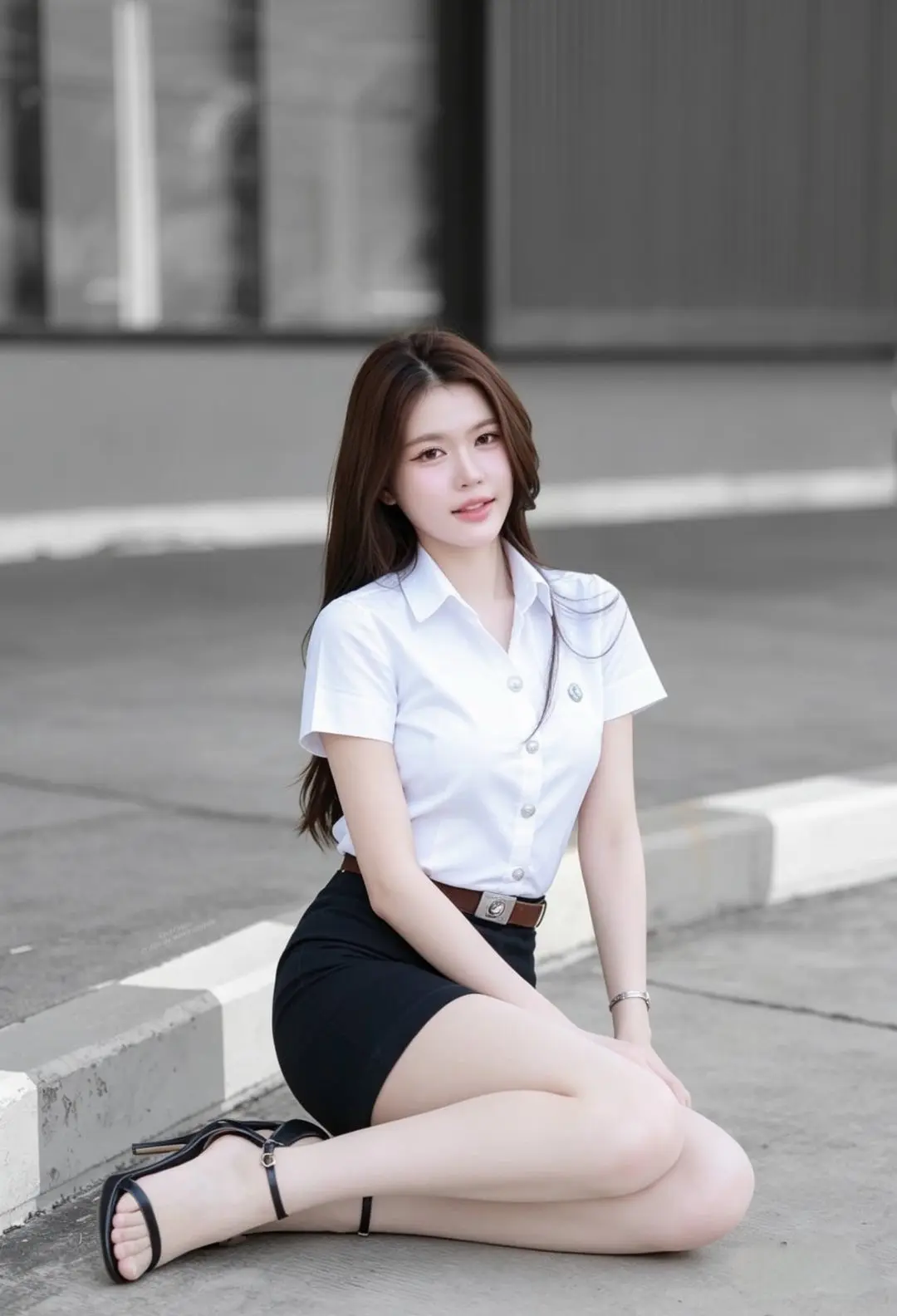 气质清纯美女 清纯御姐 白衬衣黑包裙 白色衬衫搭配短裤 御姐模特
