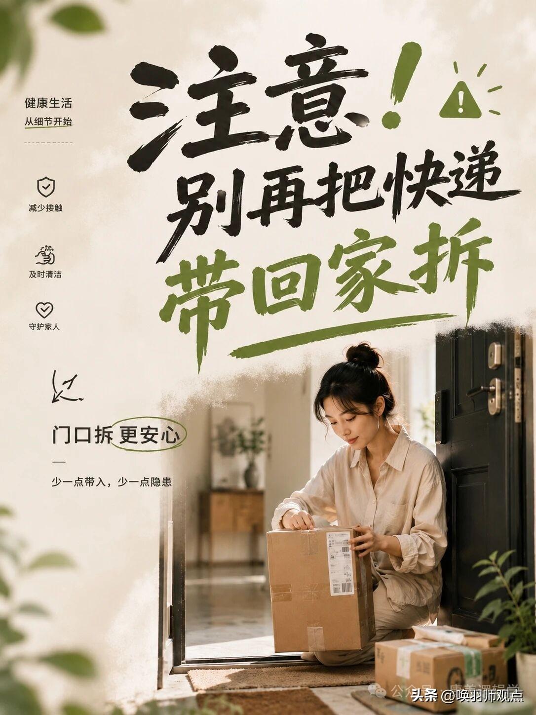 近日，“建议不要把快递带回家里拆”冲上热搜。快递纸箱看似无害，实则暗藏多重风险：