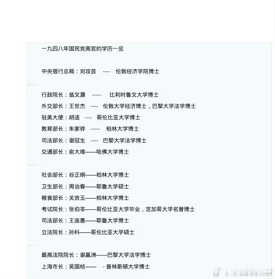 很多人非得把名校高学历和人生取得成就挂钩，我再举个例子。抗战胜利后，国民政府的各
