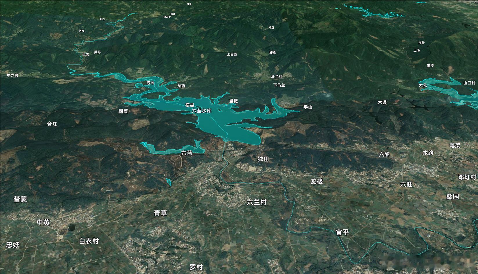 六蓝水库决堤  今天上午，广西横州市六蓝水库因特大暴雨出现坝体“局部缺口” 