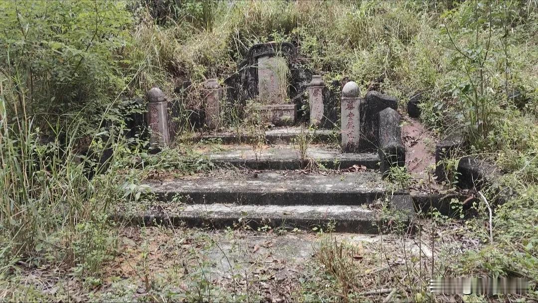 广东大山深处发现一座清代武官墓，墓葬隐藏在海拨800多米的山腰上草堆里，四周不通