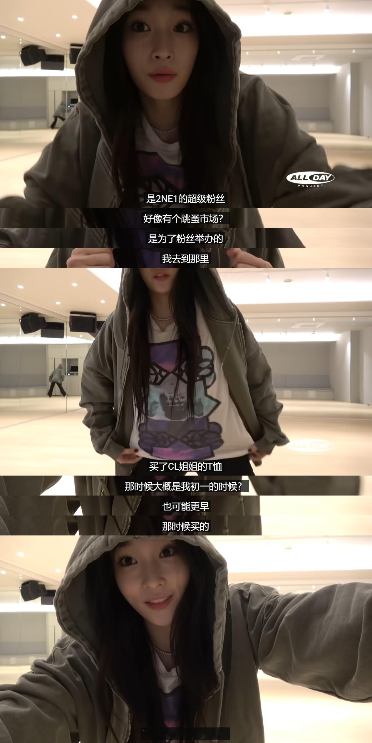 刚刷到Annie大小姐的vlog物料了。她介绍自己身上穿的衣服，竟然是初一时候去