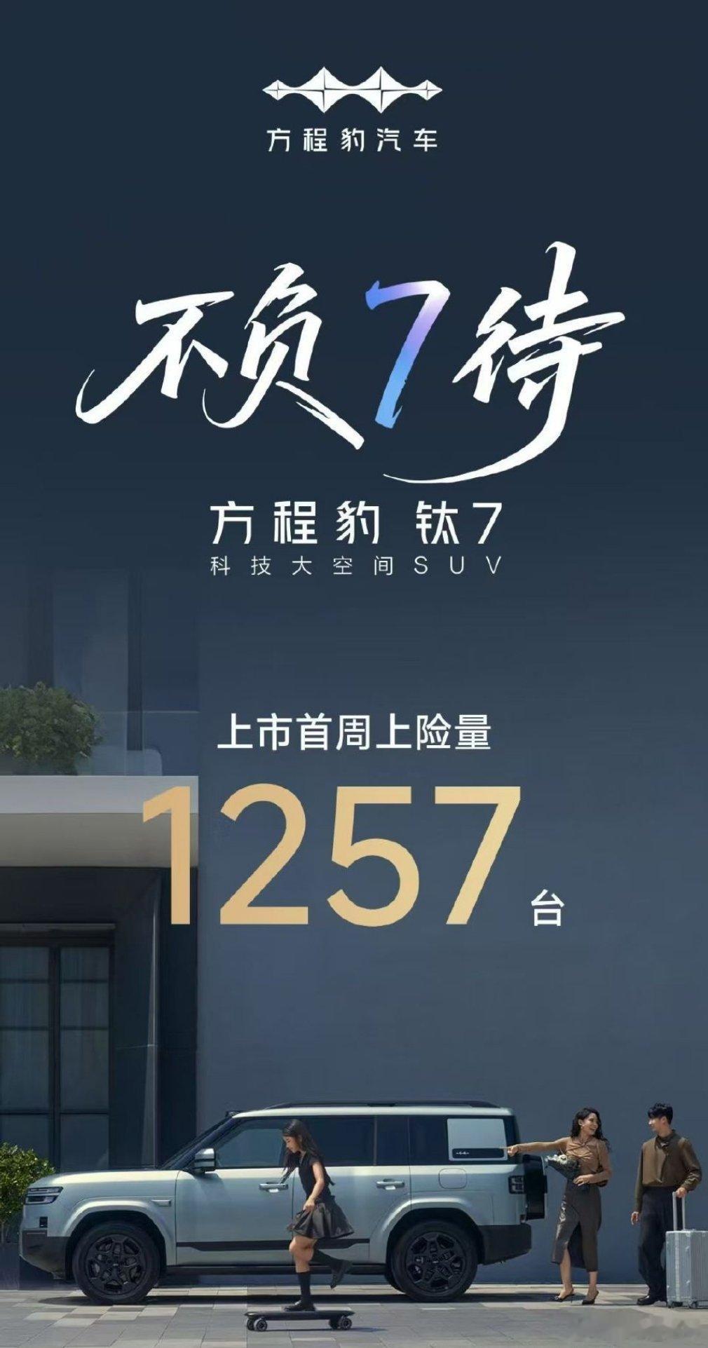 钛7不负7待，钛7上市首周上险量1257台。 ​​​