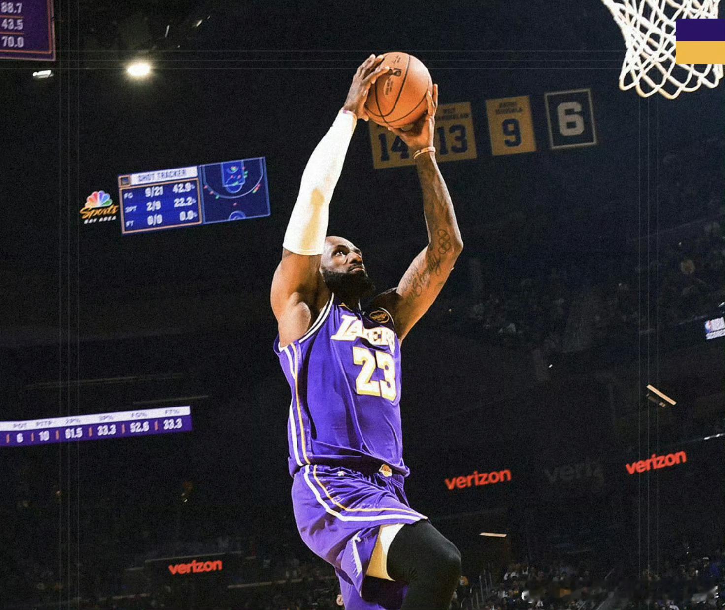 39岁詹皇罚球线内一步起飞劈扣震惊全网！单臂滑翔暴扣梦回巅峰，场边霸气回应勇士球