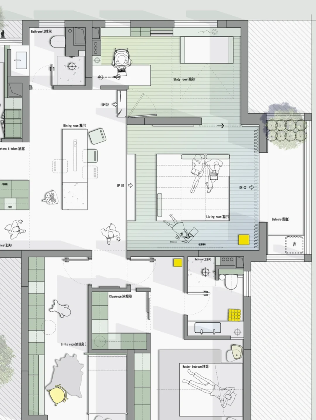 户型优化｜110平三居室的百变造型｜四版方案