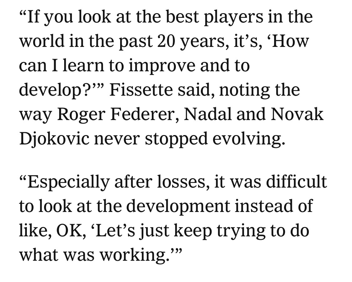 费塞特接受《纽约时报》独家采访，这篇长文很有意思，关心斯瓦泰克的球迷值得一读。费