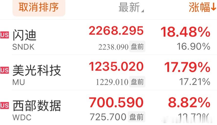 美股存储科技大涨 