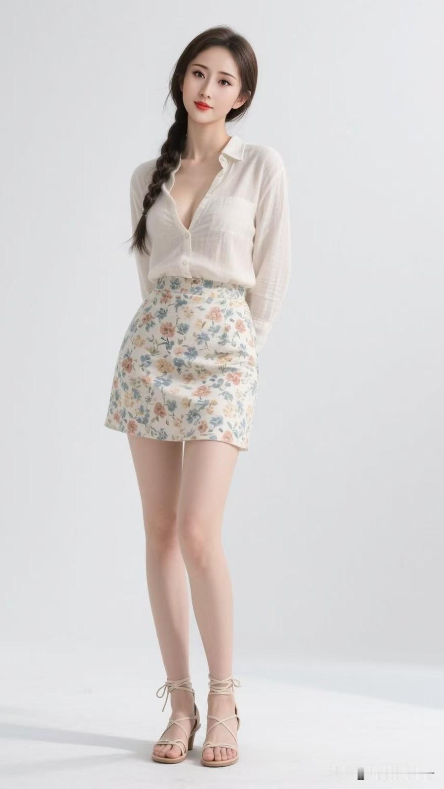 温柔松弛感穿搭🌷
 
简单白衬衫+碎花半裙
是藏不住的清甜氛围感✨
柔和配色自