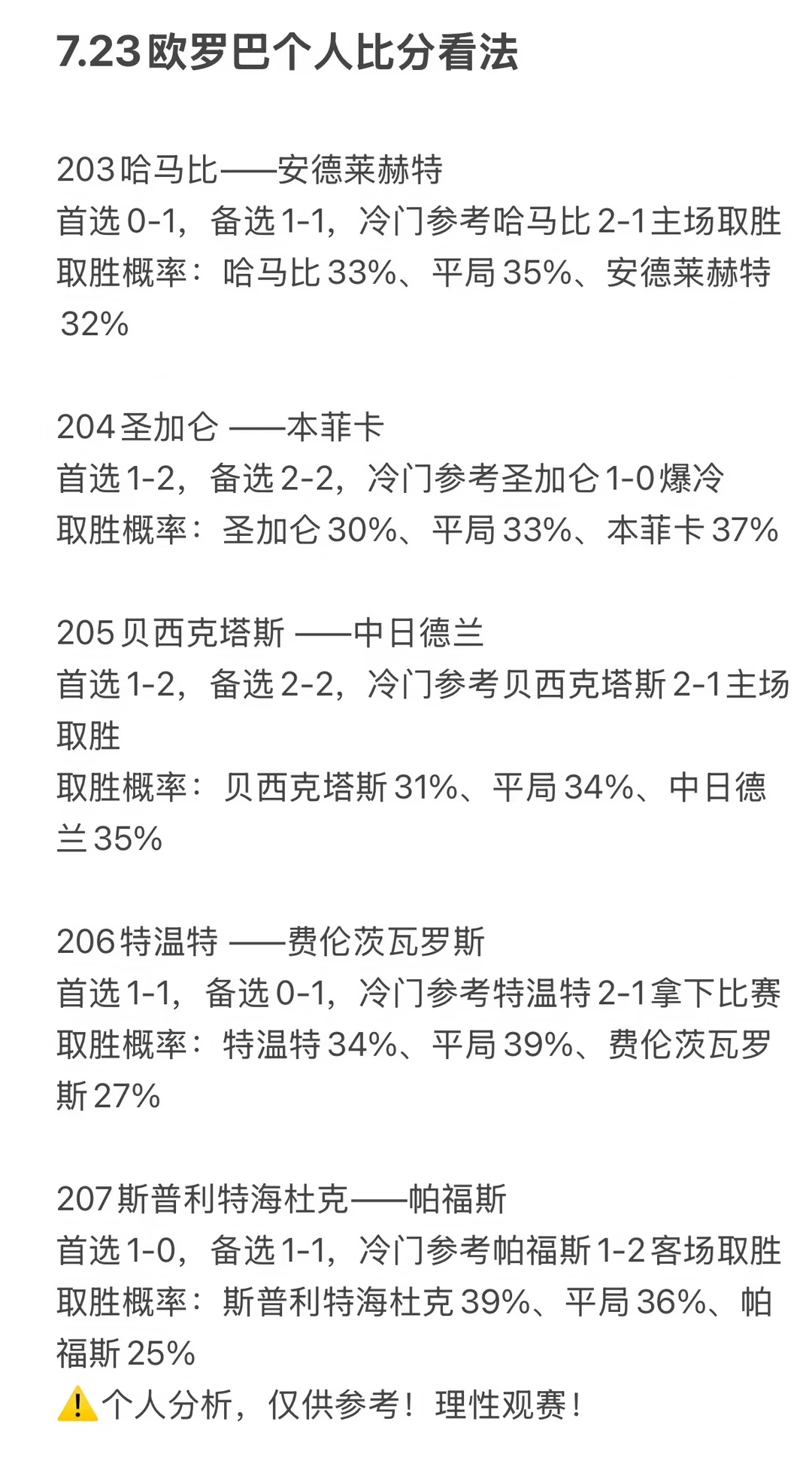 7.23欧罗巴个人比分参考