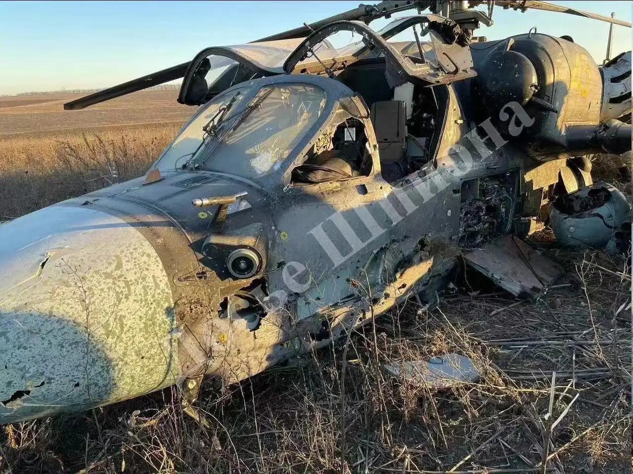 饿罗斯的一架 Ka-52 攻击直升机，(编号RF-91335, 43黄）在乌克兰