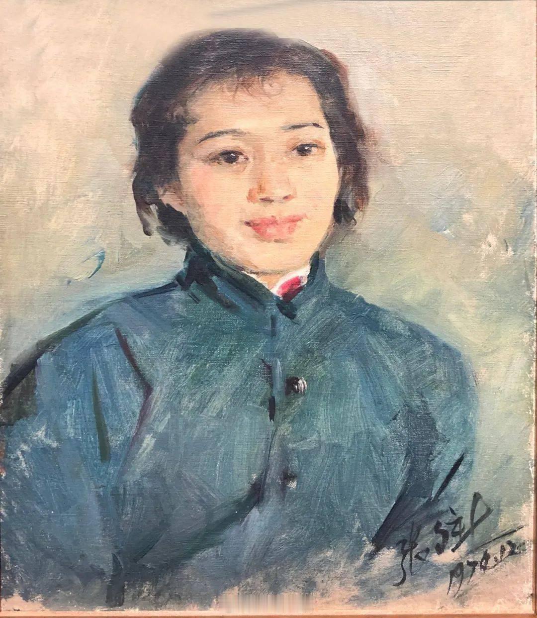 《女青年》 张文新 布面油画 38x28 1974年 ​​​
