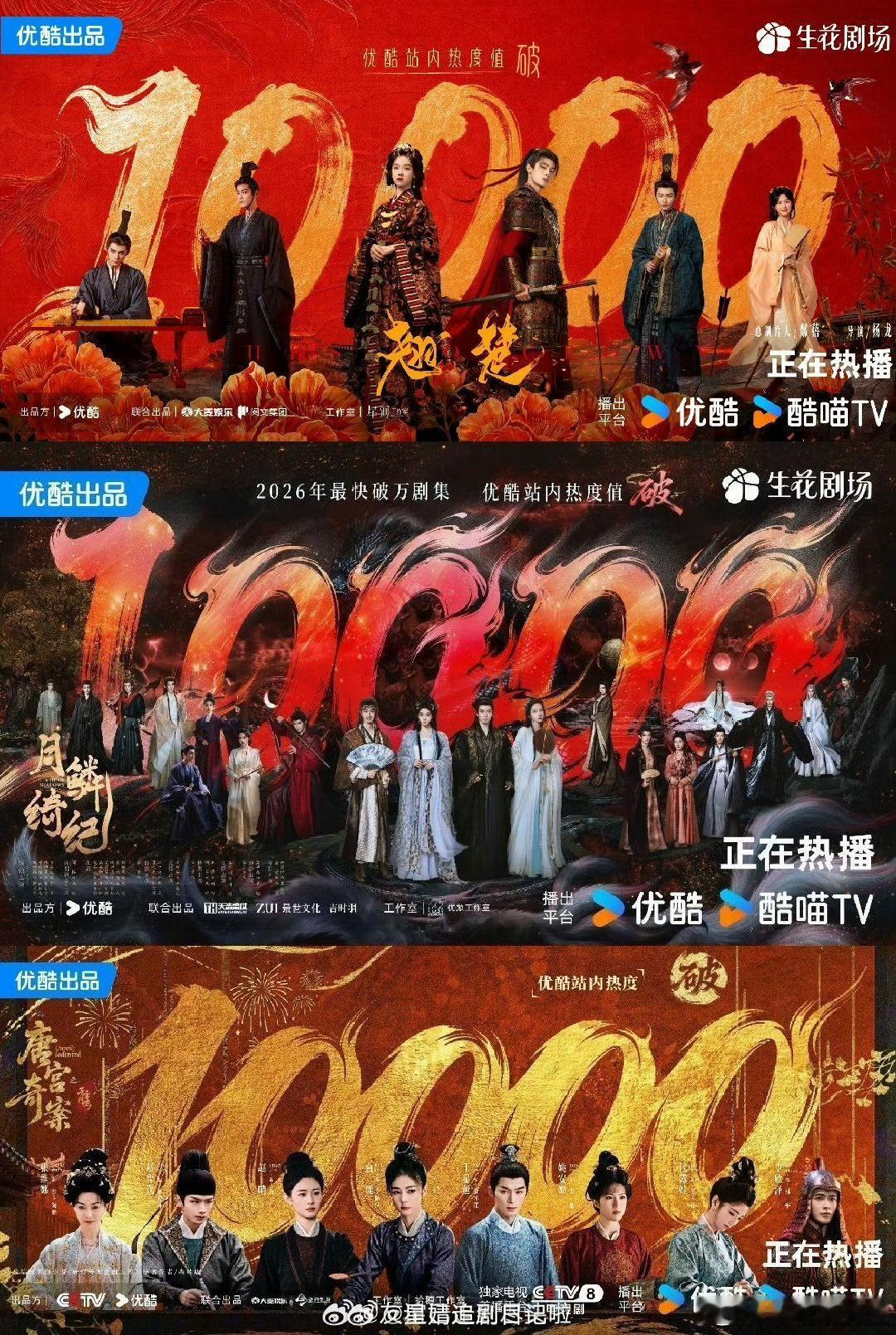 酷今年三部破万的剧：鞠婧祎、曾舜晞、陈都灵、田嘉瑞《月鳞绮纪》三天破万白鹿、王星