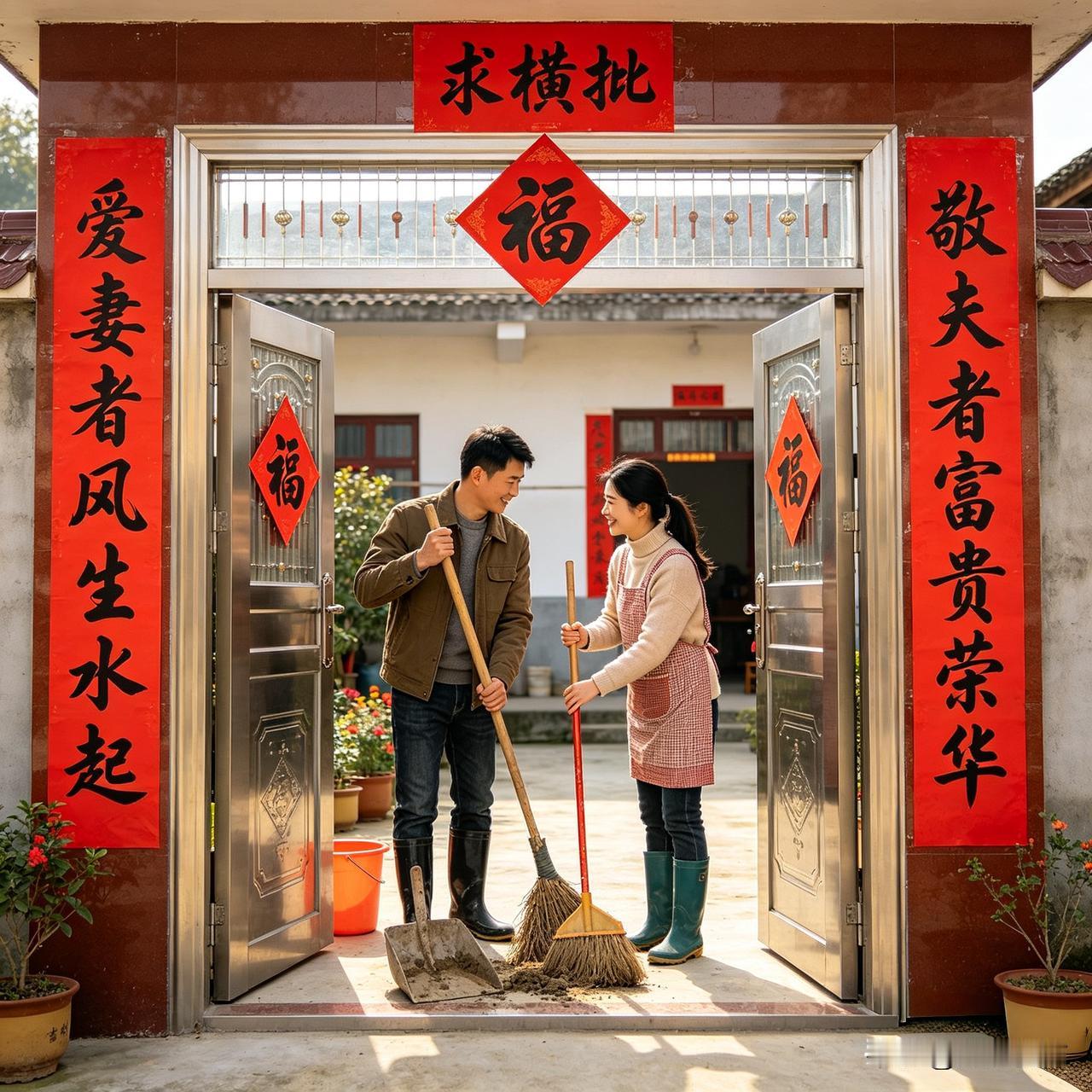 上联：爱妻者风生水起
下联：敬夫者富贵荣华
 
这副联传递着夫妻相处的智慧，“爱