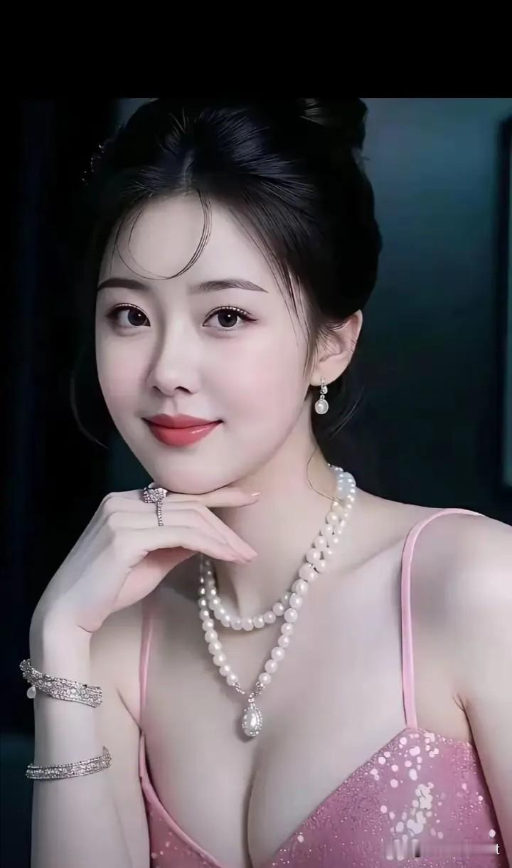 定风波·珠韵芳姿
 
云髻高盘衬粉裳，层珠双绕映容光。
皓腕银环凝碎钻，轻捻，玉