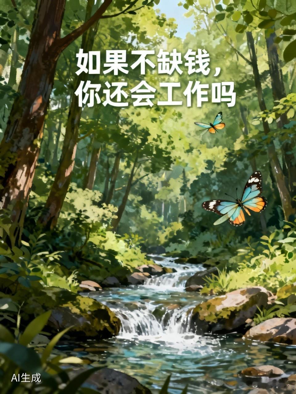 如果不缺钱，我还是会工作。以前我也觉得工作就是为了钱，要是财务自由肯定辞职，去环