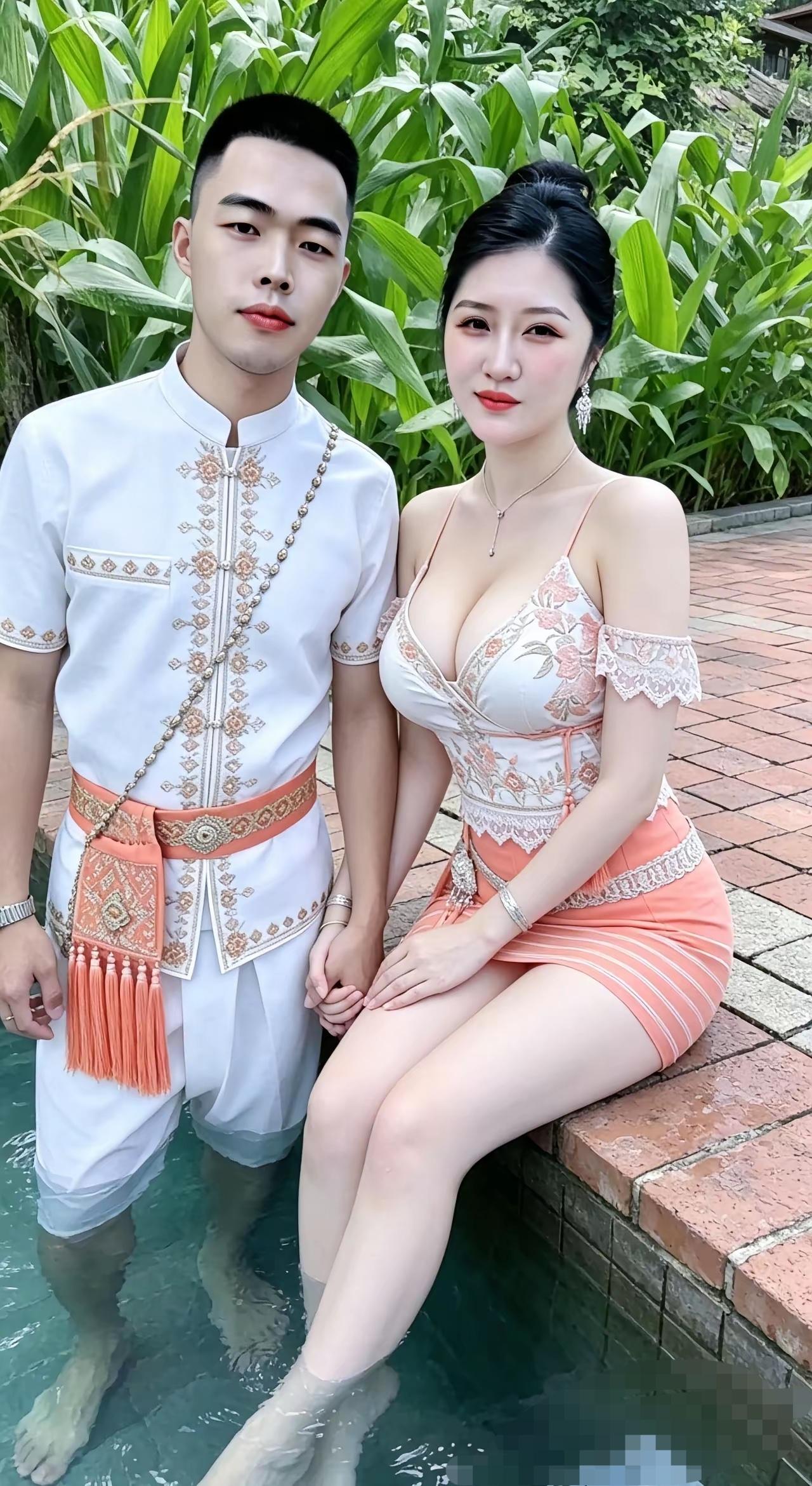 穿民族服装的帅哥俏女