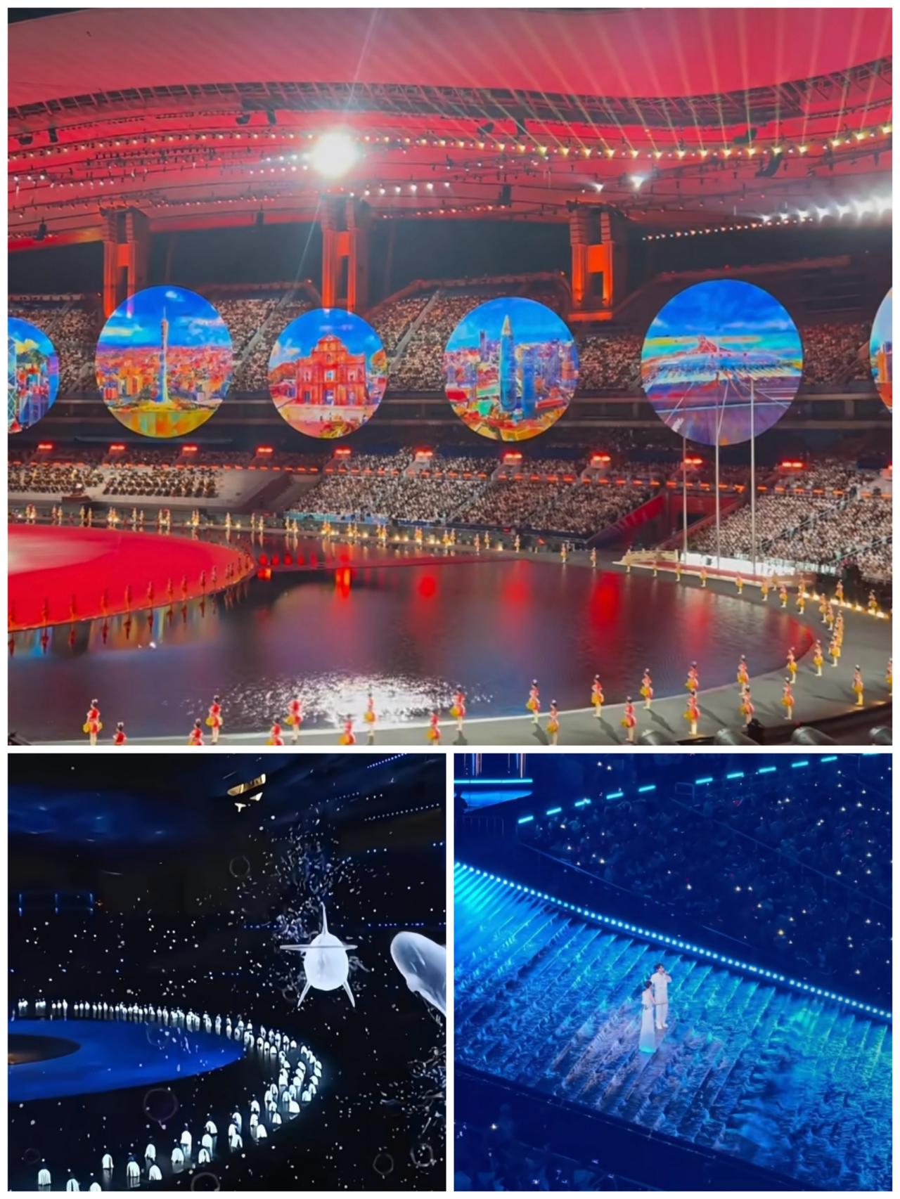 最晚看了第十五届全运会开幕式，太有想象力了！

开幕式舞台中央不堆华丽背景，反而