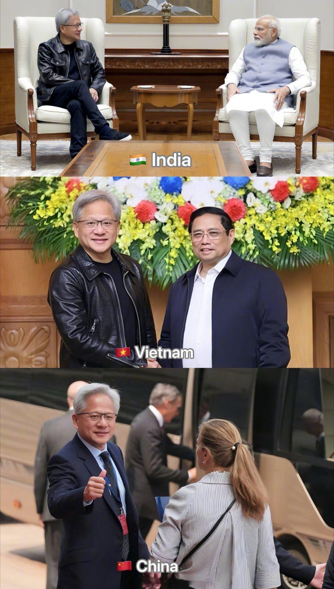 黄仁勋在印度，黄仁勋在越南，黄仁勋在中国😁特朗普访华欢迎宴会