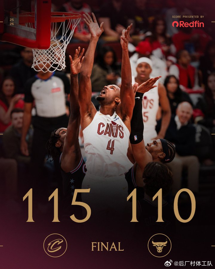 骑士险胜公牛米切尔左眼挫伤险些被逆转，骑士115-110战胜公牛，比赛过程中骑士