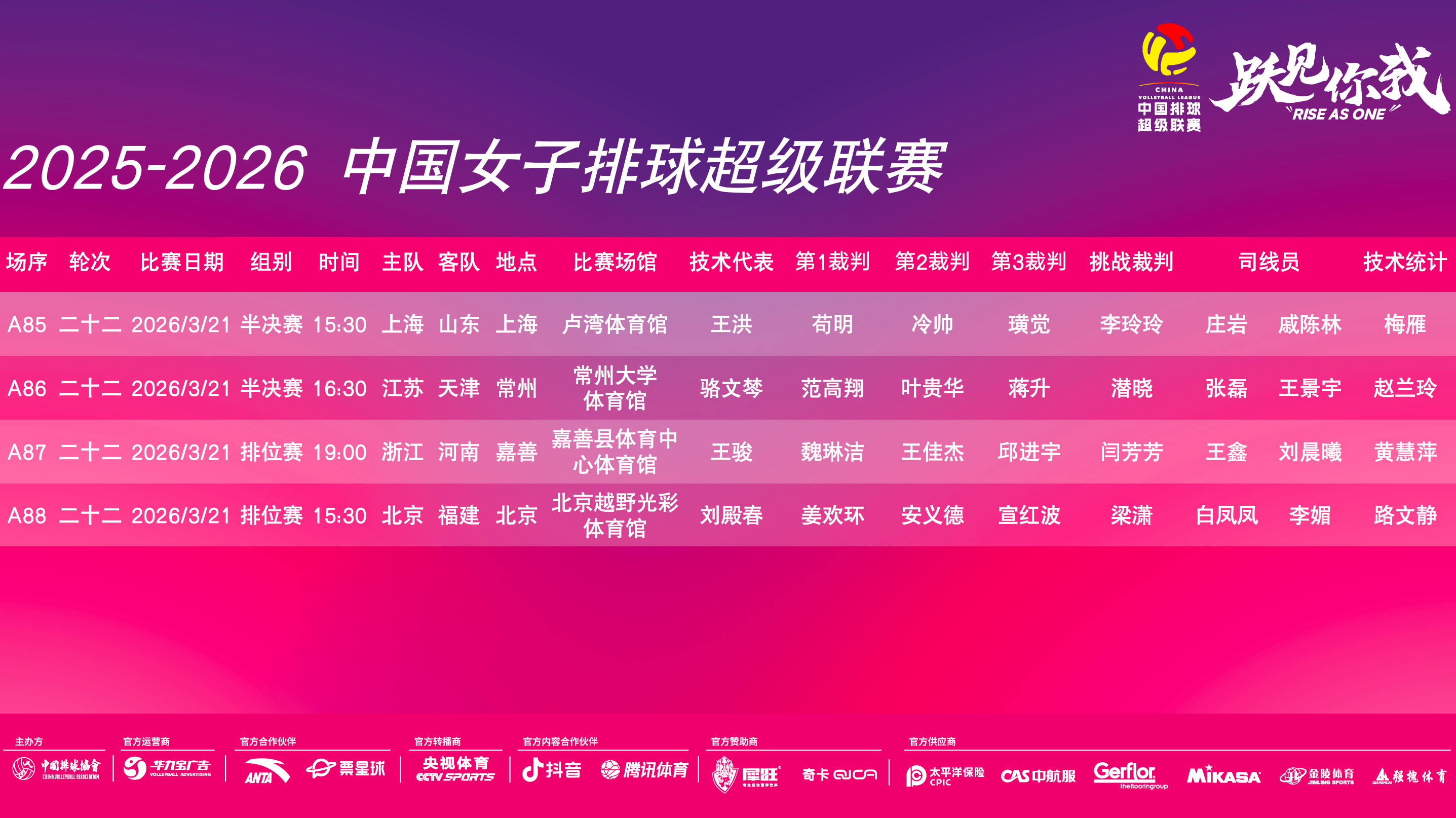 女排半决赛赛程