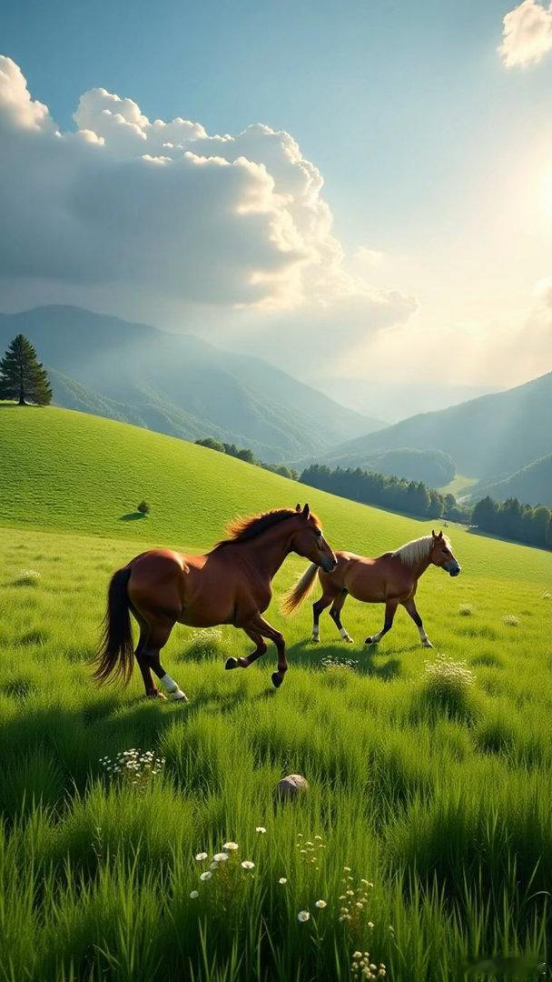 自由奔跑的马儿 