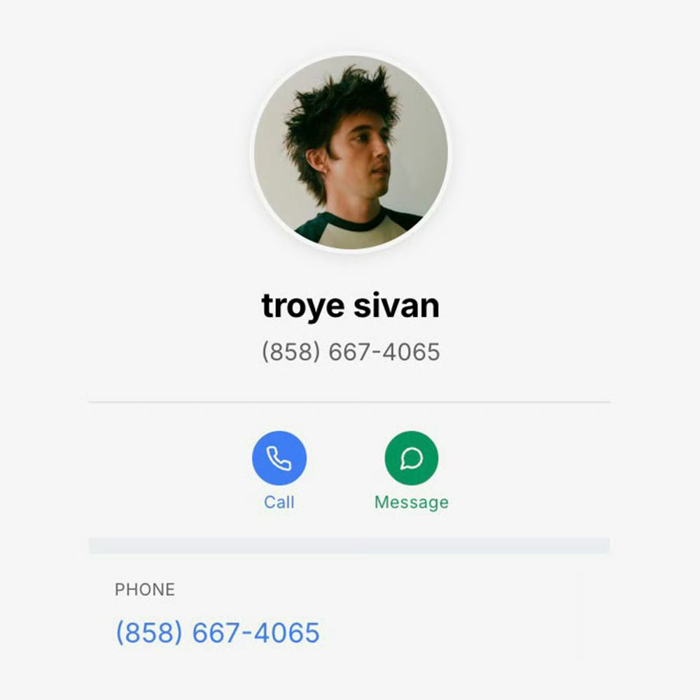 Troye Sivan 公布回归单曲预热宣传电话：troyesivannewmu