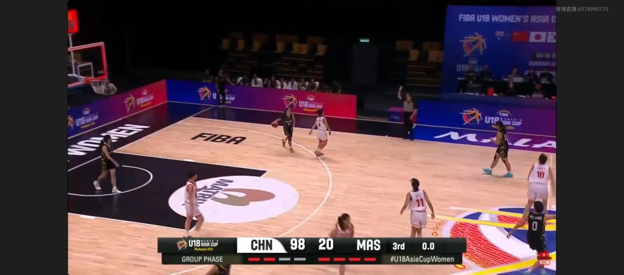太残暴了！三节，U18女篮98：20领先马来西亚，单节22：0！
U18亚洲杯首
