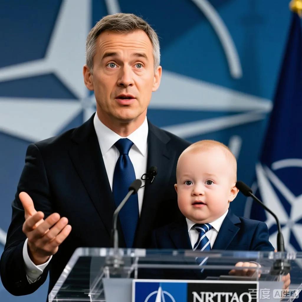 北约秘书长懦弱“儿子”、美国贪婪“父亲”、北约发言人、唐氏综合症
    特朗普