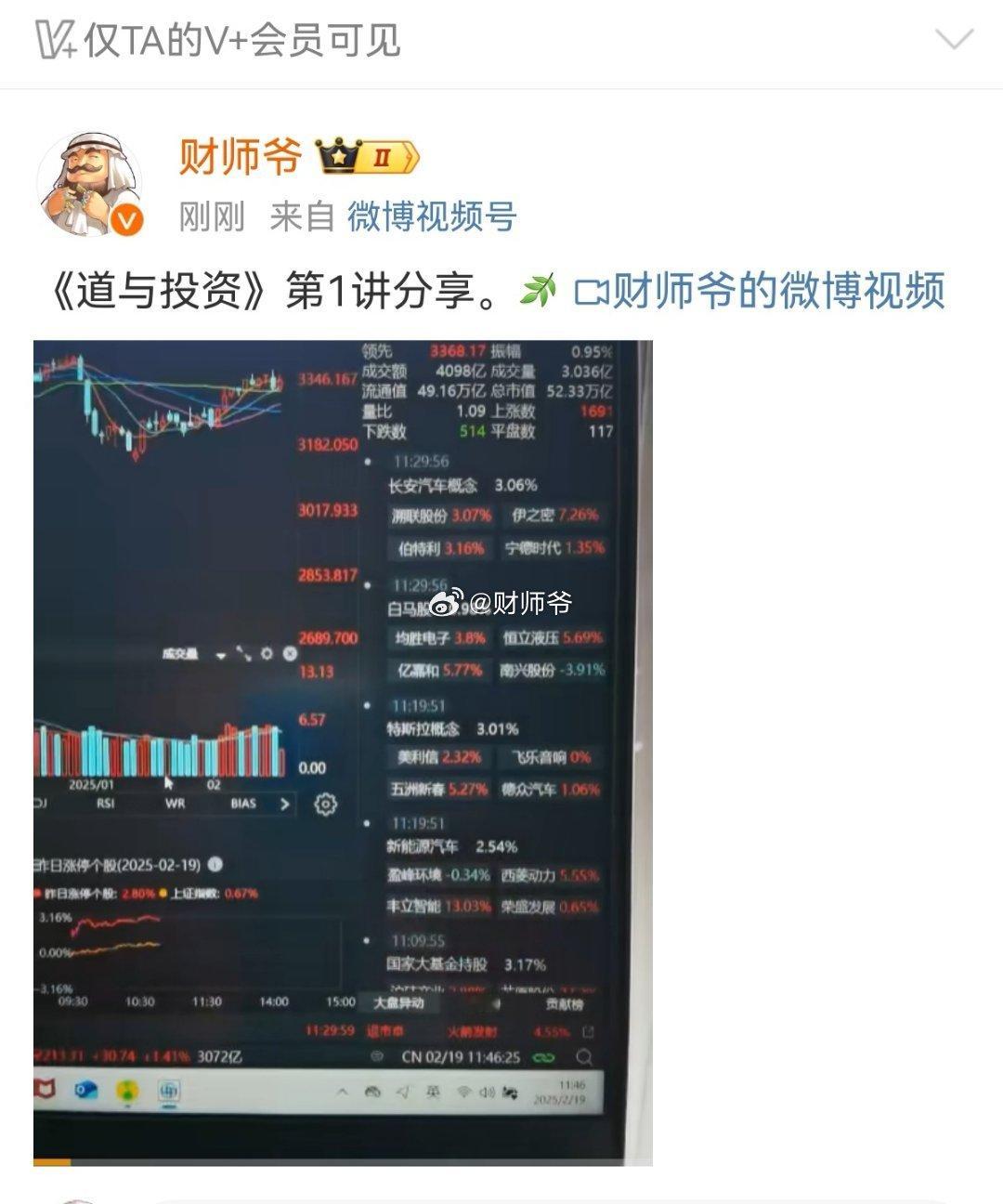 师爷以道的思维去理解股票市场，分享心得的系列视频——《道与投资》，今天已上传第1