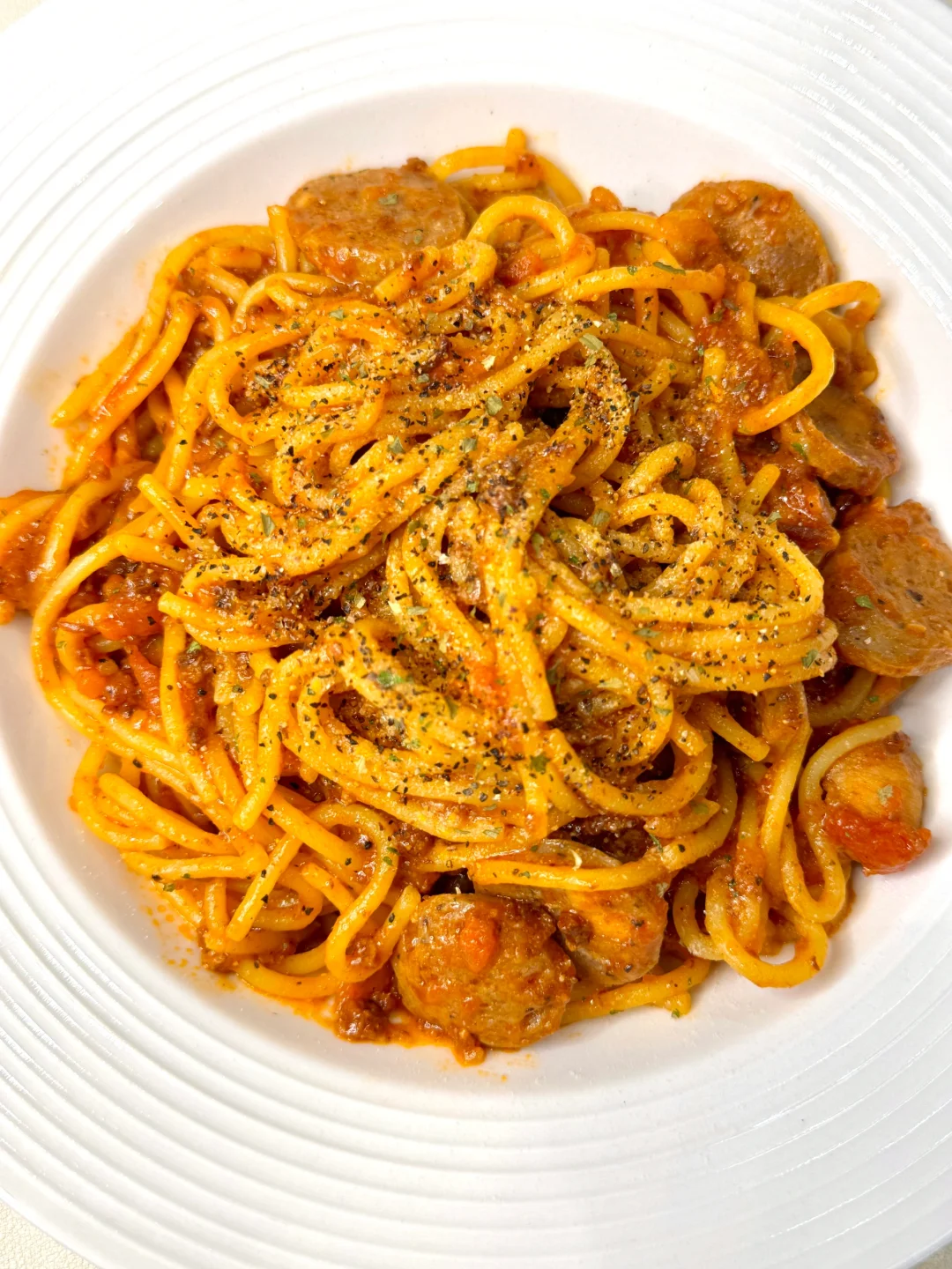 巨巨巨好吃的烤肠番茄肉酱意面‼️超浓郁！