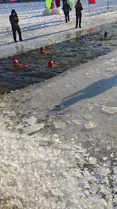 冬泳不是一般人能做到的，昨天看到这些大爷、大妈在九天，在人工湖都冬泳，真是令人羡