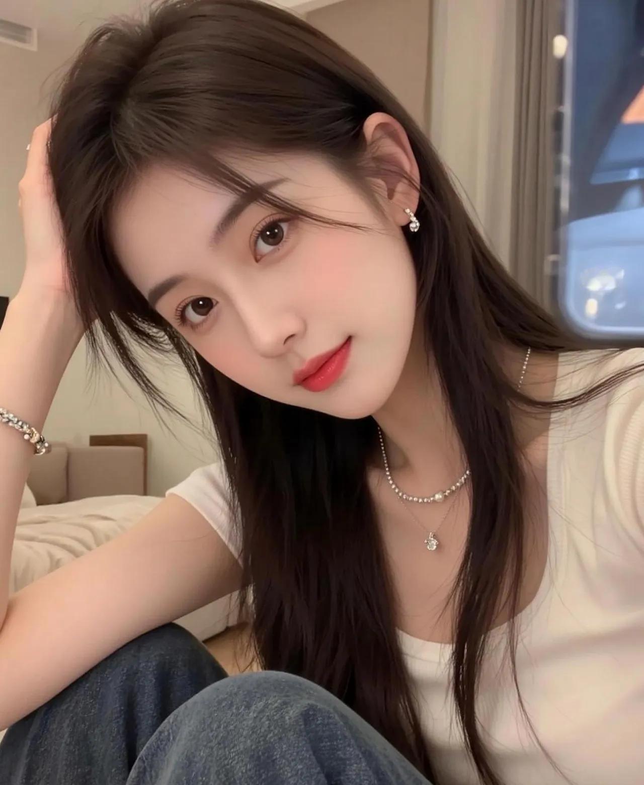 元气少女，甜美笑容，清新自然，居家自拍