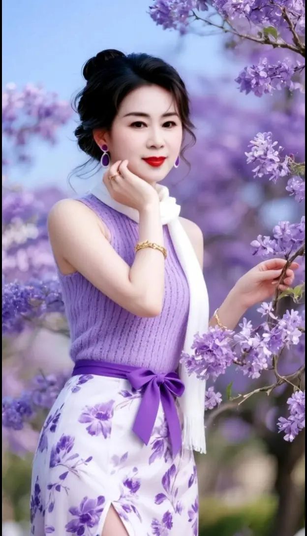 AI紫花淑女照 随变ai随便玩